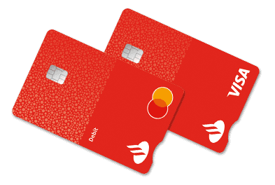 Wizerunki kart debetowych Santander - MasterCard i Visa