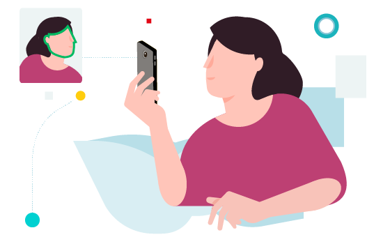 Ilustracja  - kobieta robiąca sobie zdjęcie telefonem